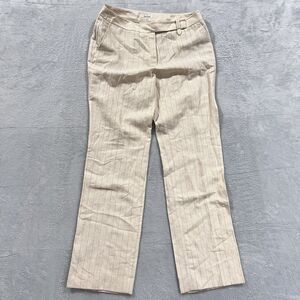 Faconnable Pants Virgin Wool Linen Blend 42 Straight Ankle Striped Ivory‎